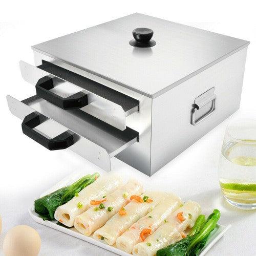 2-Layer Stainless Steel Rice Noodle Roll Vermicelli Steam Machine - Toytexx 2-Layer Stainless Steel Rice Noodle Roll Vermicelli Steam Machine - Toytexx
